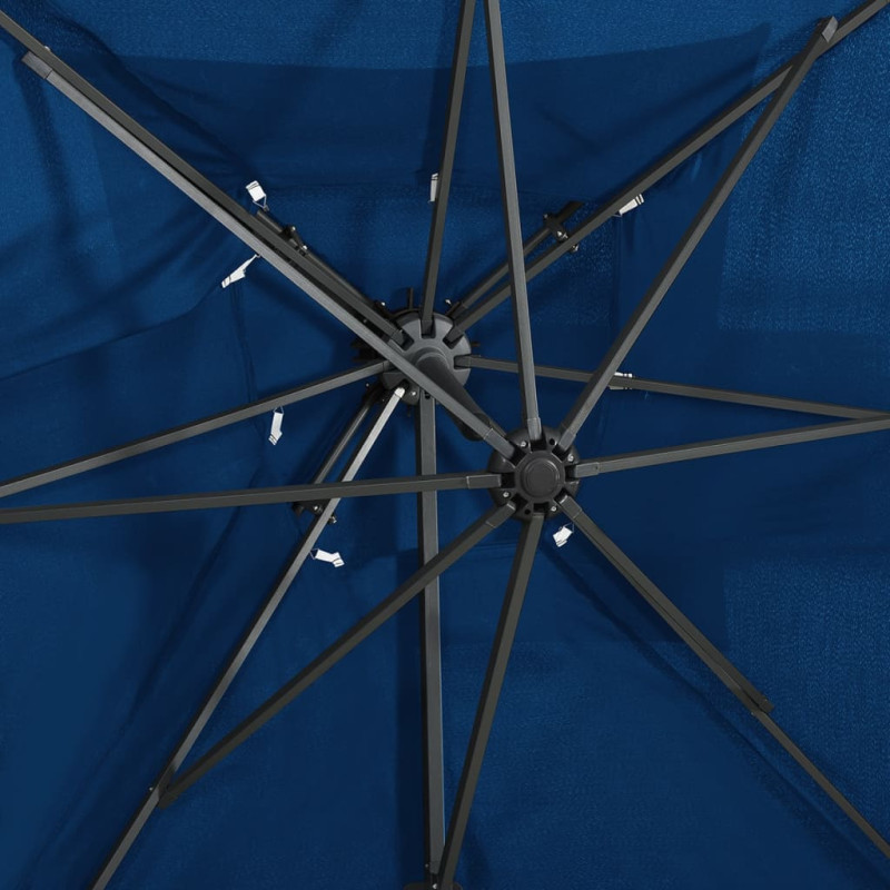 Parasol wiszący z podwójną czaszą, 250x250 cm, niebieski