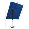 Parasol wiszący z podwójną czaszą, 250x250 cm, niebieski