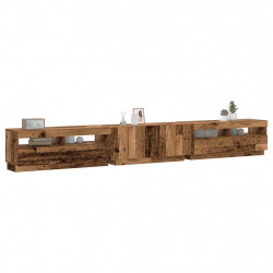 Szafka pod TV z oświetleniem LED, stare drewno, 300x35x40 cm