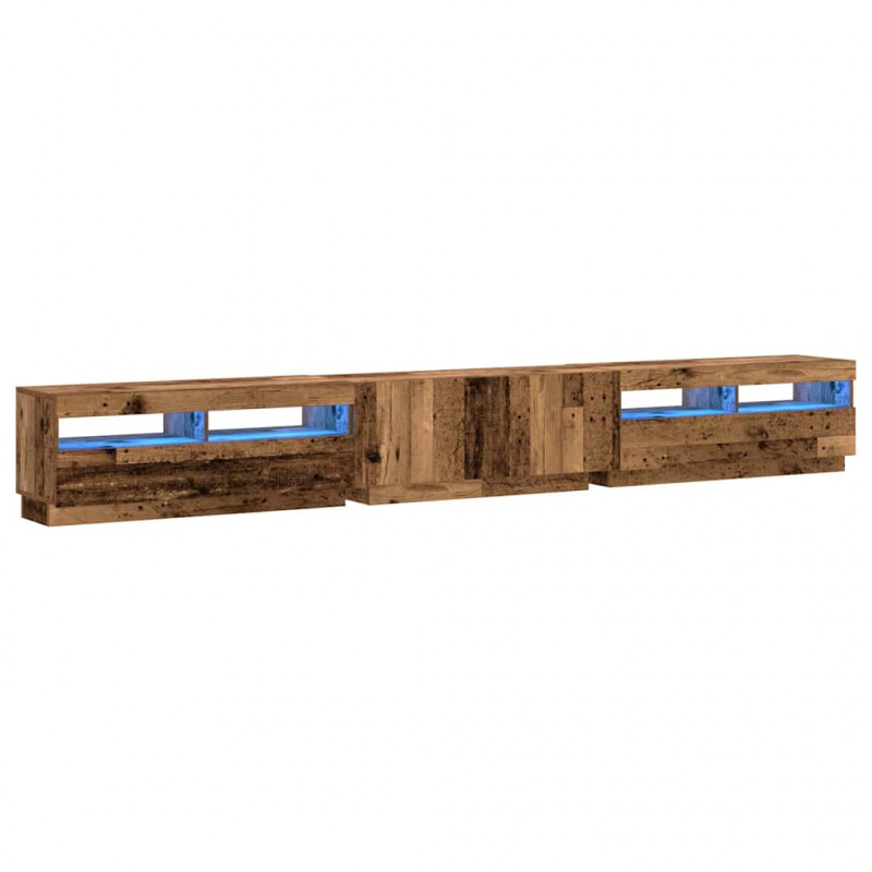 Szafka pod TV z oświetleniem LED, stare drewno, 300x35x40 cm