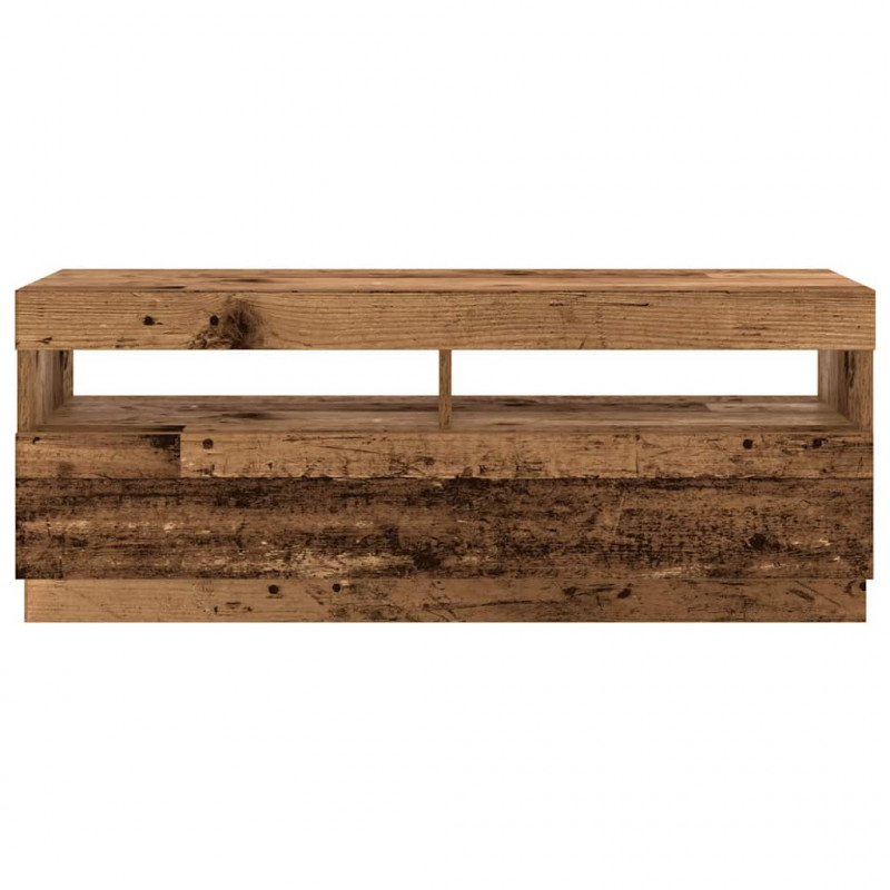 Szafka pod TV z oświetleniem LED, stare drewno, 300x35x40 cm