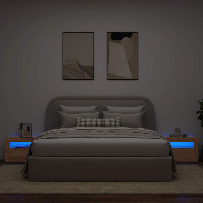 Szafki nocne z LED, 2 szt., dąb artisan, 60x35x40 cm