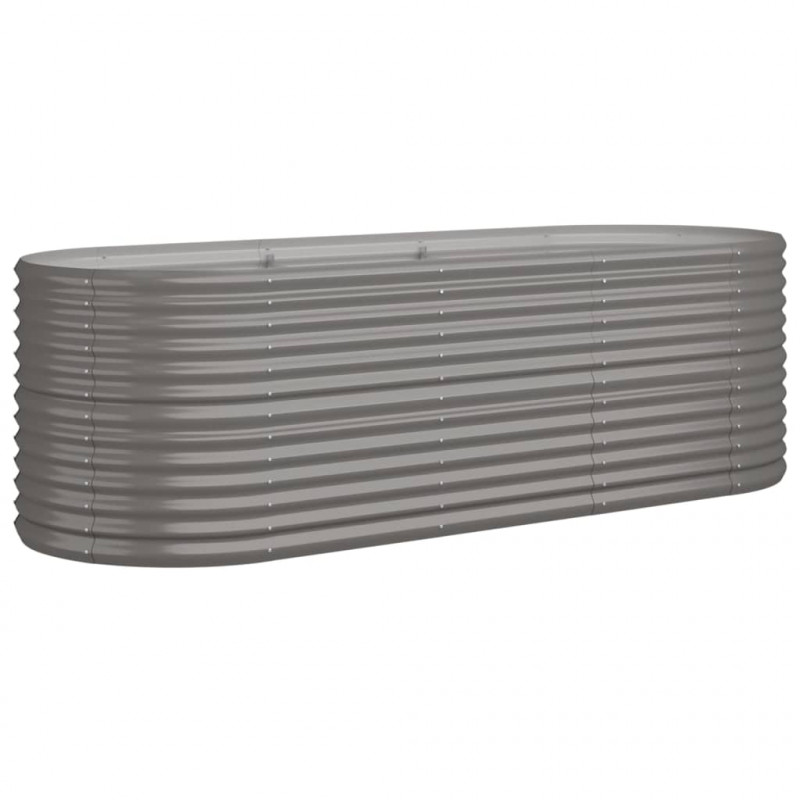 Podwyższona donica, malowana proszkowo stal 224x80x68 cm, szara