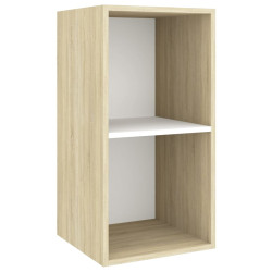 Wisząca szafka pod TV, dąb sonoma i biel, 37x37x72 cm