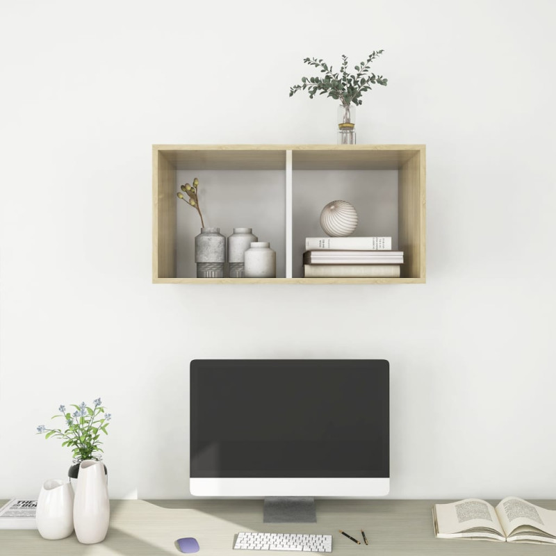 Wisząca szafka pod TV, dąb sonoma i biel, 37x37x72 cm