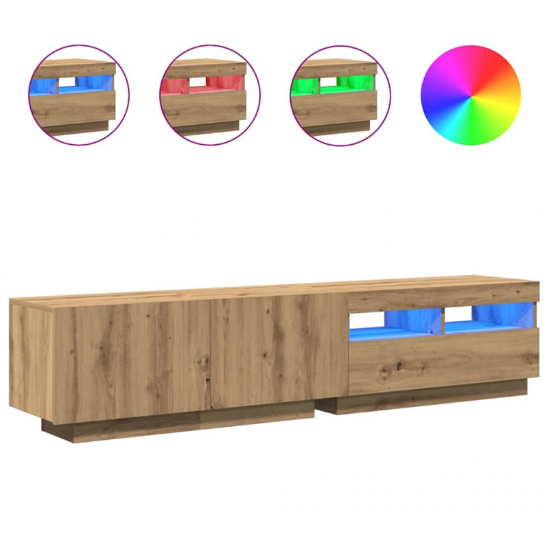 Szafka pod TV z oświetleniem LED, dąb artisan, 180x35x40 cm