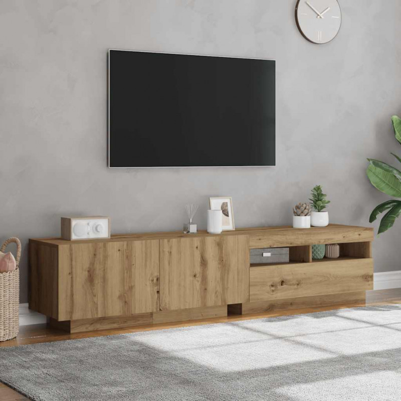 Szafka pod TV z oświetleniem LED, dąb artisan, 180x35x40 cm