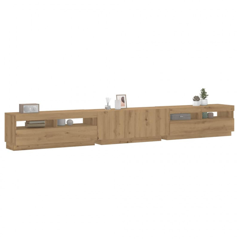 Szafka pod TV z oświetleniem LED, dąb artisan, 300x35x40 cm