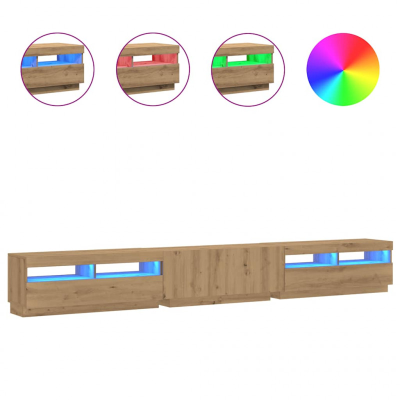 Szafka pod TV z oświetleniem LED, dąb artisan, 300x35x40 cm