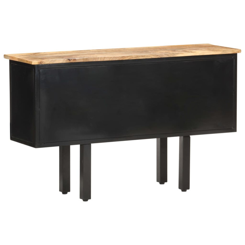 Komoda, 110x30x65 cm, lite surowe drewno mango i stal