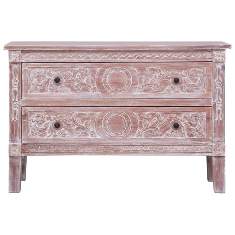 Komoda z 2 szufladami, 90x30x60 cm, lite drewno mahoniowe