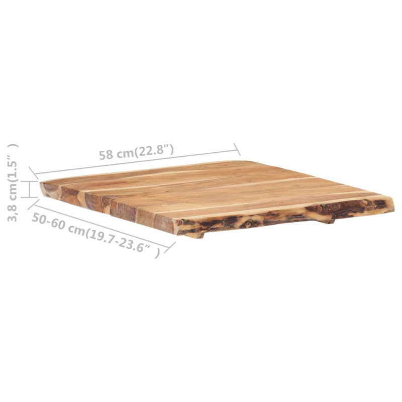 Blat, lite drewno akacjowe, 58x(50-60)x3,8 cm