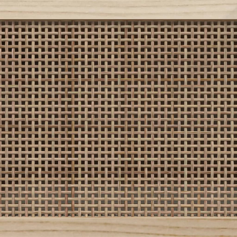 Stolik pod TV, czarny, 80x30x40 cm, drewno sosnowe i rattan