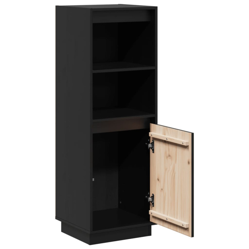 Szafka, czarna, 37x34x110 cm, lite drewno sosnowe