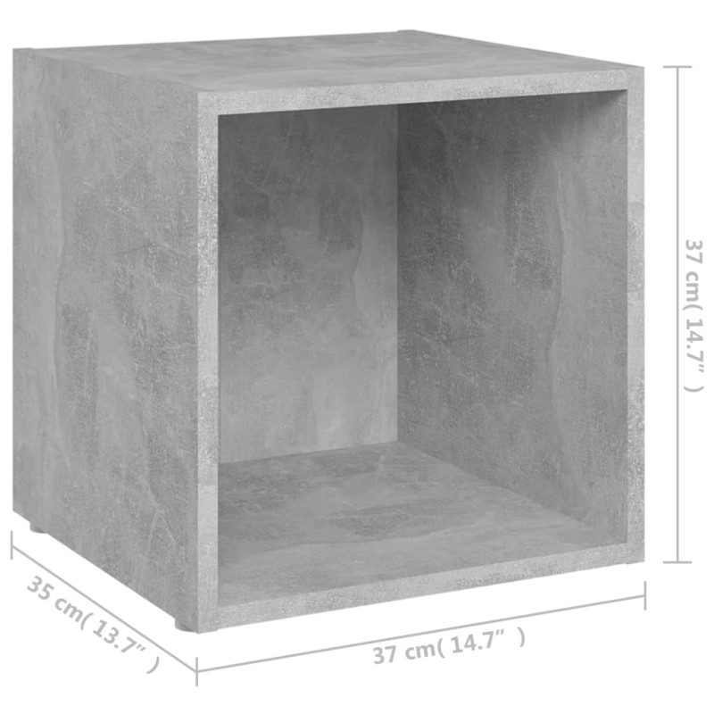Szafki pod TV, 4 szt., szarość betonu, 37x35x37 cm