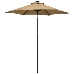 Parasol ogrodowy z LED, taupe, 200x211 cm, aluminium