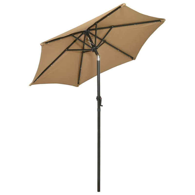 Parasol ogrodowy z LED, taupe, 200x211 cm, aluminium