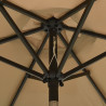 Parasol ogrodowy z LED, taupe, 200x211 cm, aluminium