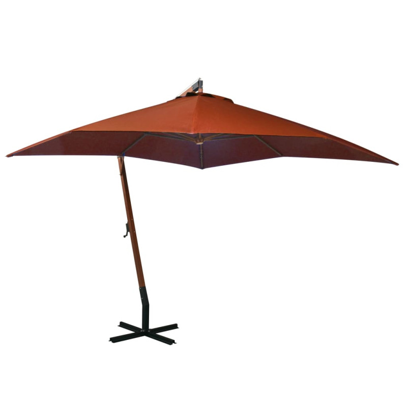 Parasol ogrodowy wiszący, jodłowy słupek, terakota, 3x3 m