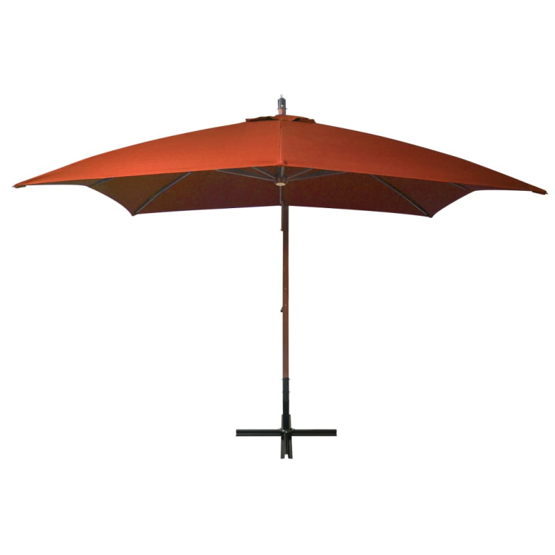 Parasol ogrodowy wiszący, jodłowy słupek, terakota, 3x3 m