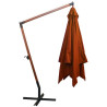 Parasol ogrodowy wiszący, jodłowy słupek, terakota, 3x3 m