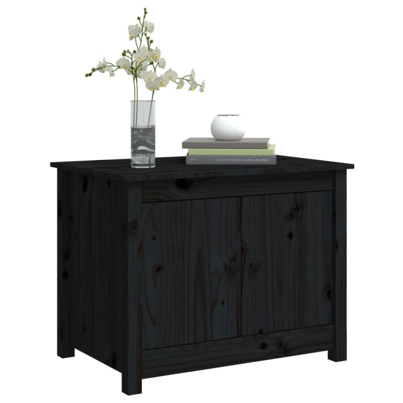 Stolik kawowy, czarny, 71x49x55 cm, lite drewno sosnowe