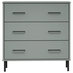 Komoda OSLO z 3 szufladami, szara, 77x40x79,5 cm, lite drewno