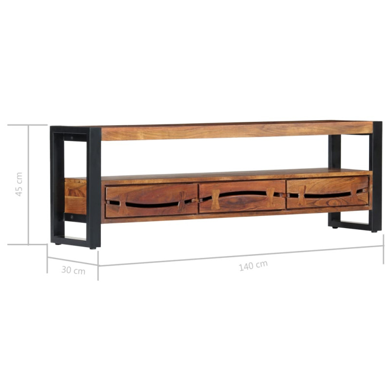 Szafka pod TV, 140 x 30 x 45 cm, lite drewno akacjowe