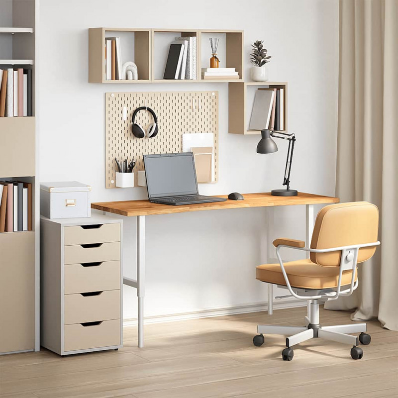 Blat biurka, jasnobrązowy, 140x50x2,5 cm, lite drewno dębowe