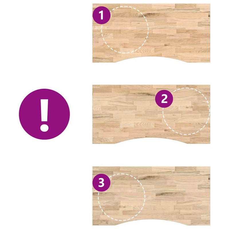 Blat biurka, surowe, 100x50x2,5 cm, lite drewno dębowe