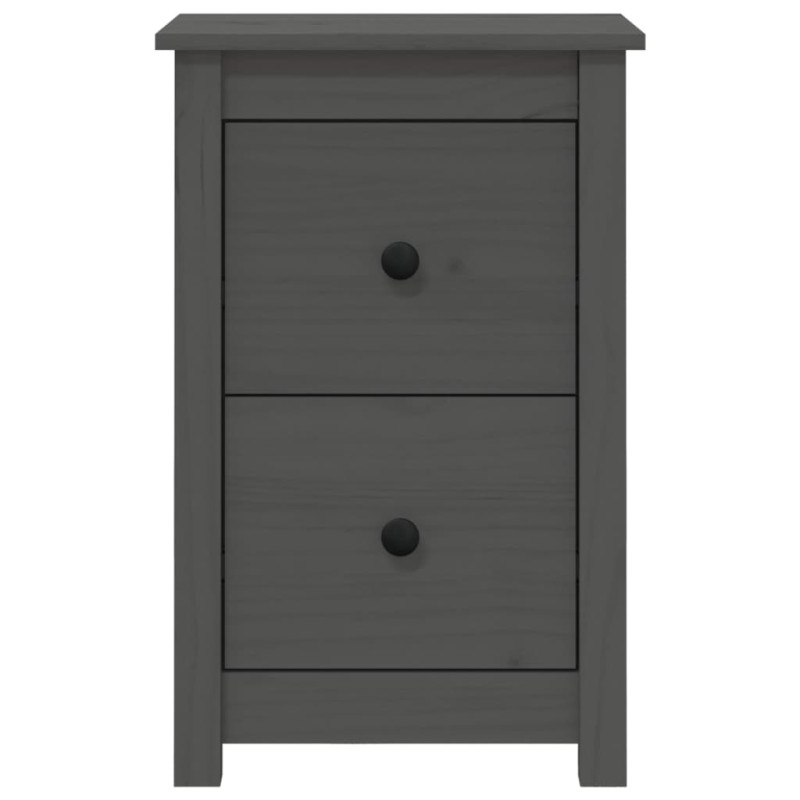 Szafki nocne, 2 szt., szare, 40x35x61,5 cm, lite drewno sosnowe