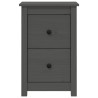 Szafki nocne, 2 szt., szare, 40x35x61,5 cm, lite drewno sosnowe