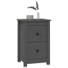 Szafki nocne, 2 szt., szare, 40x35x61,5 cm, lite drewno sosnowe