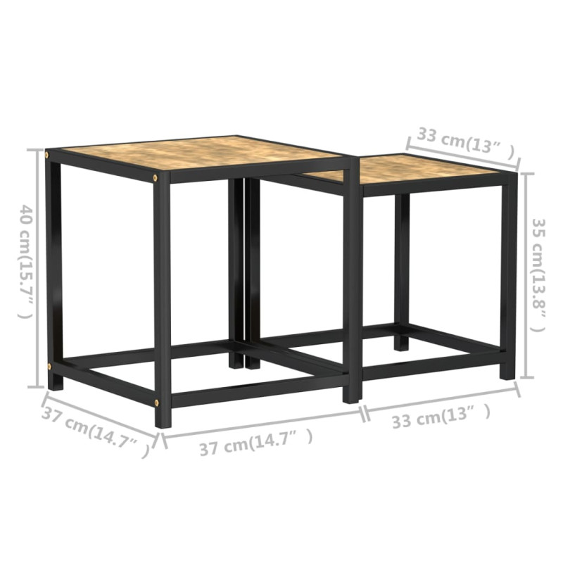 Stoliki herbaciane, 2 szt., MDF, czarno-żółte