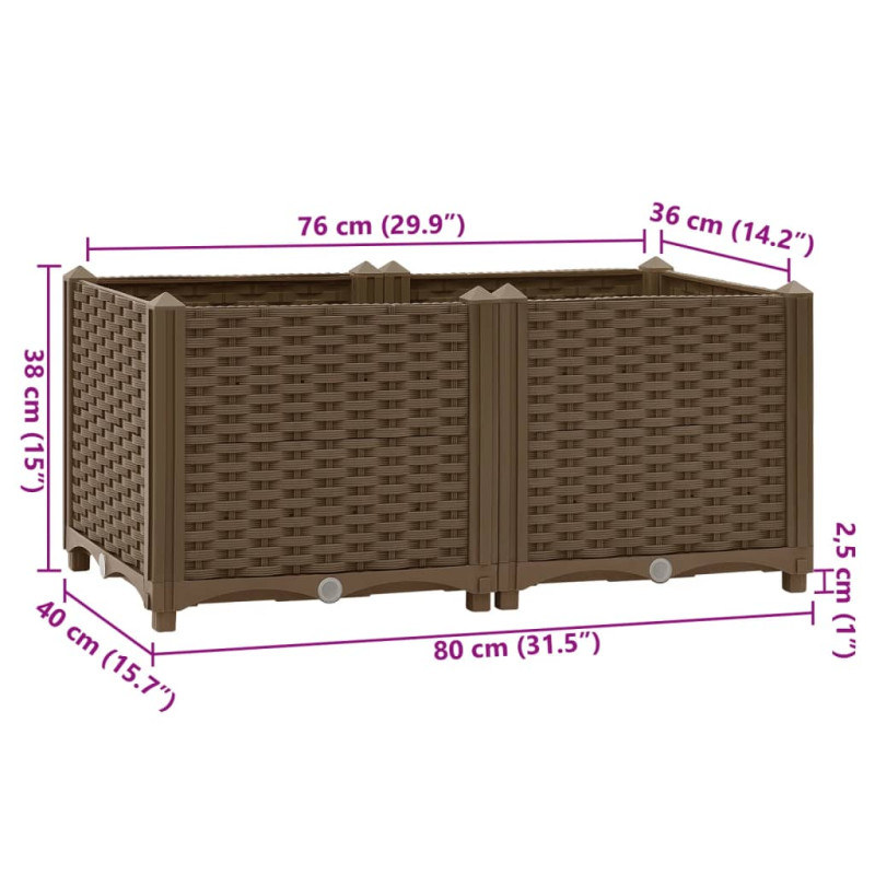 Donica do podniesionej rabaty, 80x40x38 cm, polipropylen