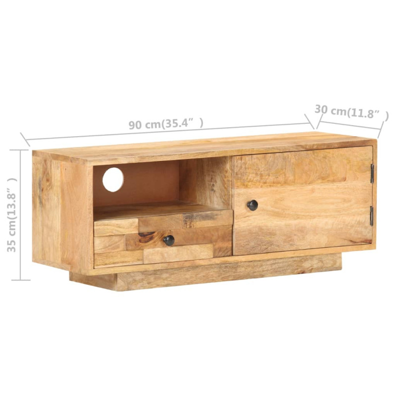 Szafka pod TV, 90x30x35 cm, lite drewno mango
