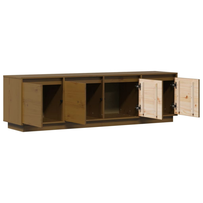 Szafka pod TV, miodowy brąz, 156x37x45 cm, lite drewno sosnowe