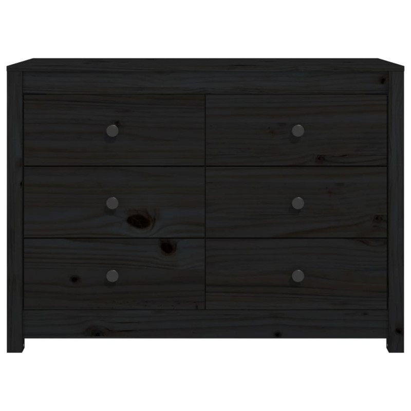 Komoda, czarna, 100x40x72 cm, lite drewno sosnowe
