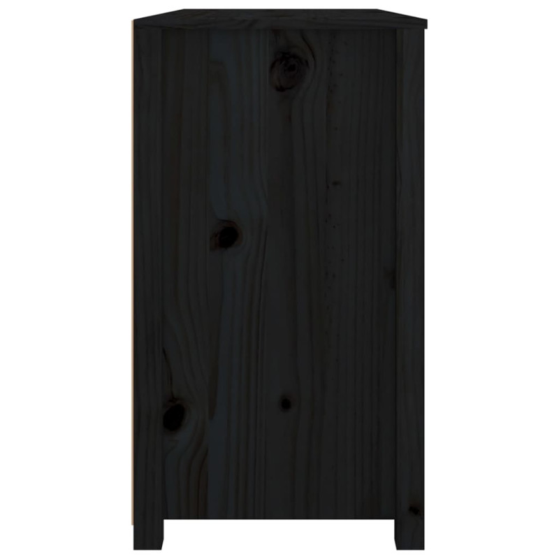 Komoda, czarna, 100x40x72 cm, lite drewno sosnowe
