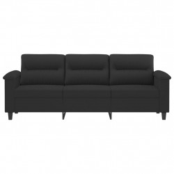3-osobowa sofa, czarny, 180 cm, tapicerowana mikrofibrą