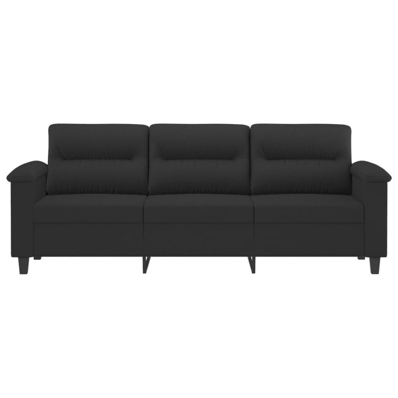 3-osobowa sofa, czarny, 180 cm, tapicerowana mikrofibrą