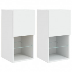 Szafki pod telewizor, z LED, 2 szt., białe, 30,5x30x60 cm