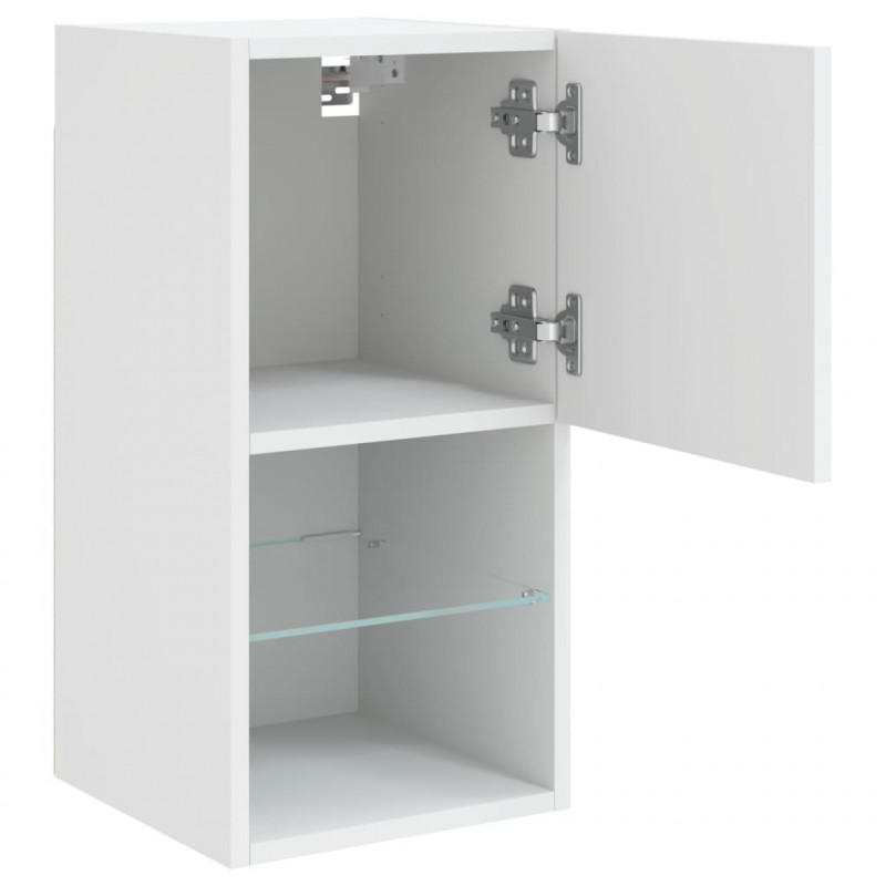 Szafki pod telewizor, z LED, 2 szt., białe, 30,5x30x60 cm