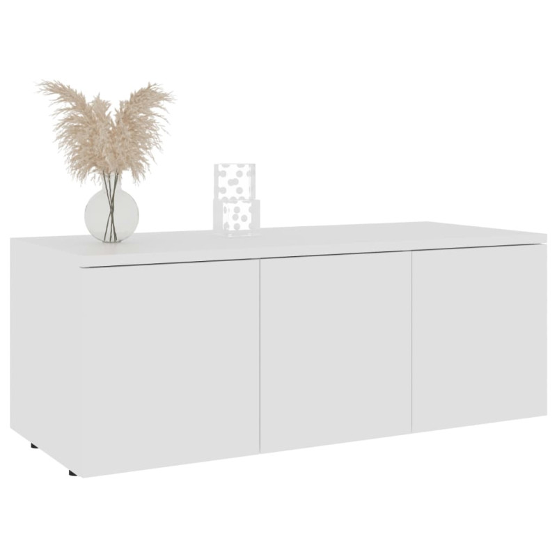 Szafka pod TV, biała, 80x34x30 cm, materiał drewnopochodny