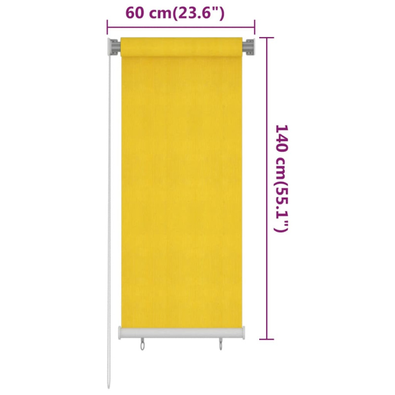 Roleta zewnętrzna, 60x140 cm, żółta, HDPE