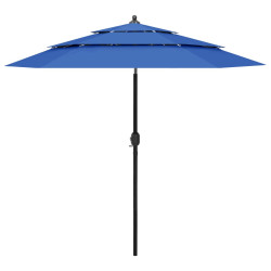 3-poziomowy parasol na aluminiowym słupku, niebieski, 2,5 m