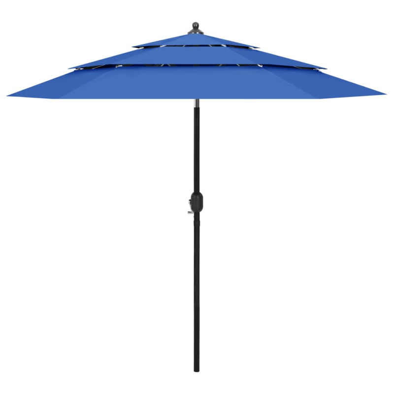 3-poziomowy parasol na aluminiowym słupku, niebieski, 2,5 m