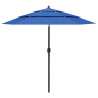 3-poziomowy parasol na aluminiowym słupku, niebieski, 2,5 m