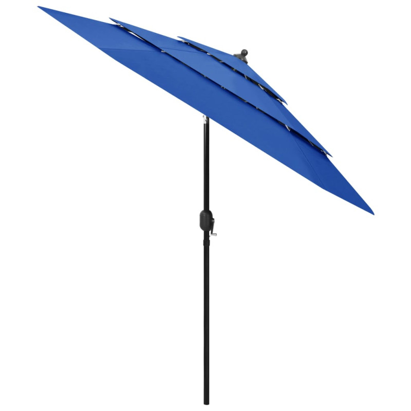 3-poziomowy parasol na aluminiowym słupku, niebieski, 2,5 m
