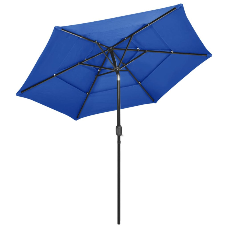 3-poziomowy parasol na aluminiowym słupku, niebieski, 2,5 m